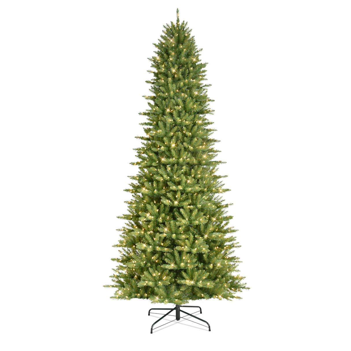 Puleo International 12 Foot Pre-Lit Slim Fraser Fir Artificial Christmas Tree with 1,200 UL Listed Clear Lights, Green Puleo International