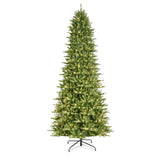 Puleo International 12 Foot Pre-Lit Slim Fraser Fir Artificial Christmas Tree with 1,200 UL Listed Clear Lights, Green Puleo International