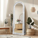 ABSWHLM 65"x22" Arched Full Length Mirror with Stand Solid Wood Frame Floor Large Mirror for Living Room, Bedroom Hanging Standing or Leaning Wall-Mounted, White ABSWHLM