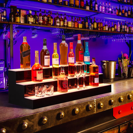 Takywep LED Lighted Liquor Bottle Display Shelf, 40-inch Bar Shelves with Remote & App Control, 16 Colors, 4 Modes, 3-Step LED Bar Shelves for Home Commercial Bar Takywep