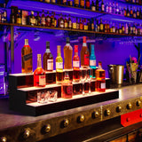 Takywep LED Lighted Liquor Bottle Display, 30-inch Bar Shelves with Wine Holder Slots, 2 Tier LED Bar Shelves with Remote & App Control for Liquor Bottles Takywep