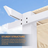 HAPPATIO 10' X 13' Pergola Retractable Pergola Canopy with White Frame for Backyards, Gardens, Patios, Outdoor Pergola with Sun Shade Canopy (Beige) HAPPATIO