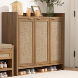 SICOTAS Shoe Storage Cabinet, 30 Pairs Rattan Shoe Cabinet Storage for Entryway, 6-Tier 41" Tall Large Shoe Cabinet, Boho Farmhouse Cabinet with Doors for Entryway Hallway Living Room Closet SICOTAS