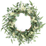 Pinkpum 20'' Eucalyptus Wreath for Front Door, Porch, Window - Green Decor for Home, Farmhouse - Spring, Summer, Fall, All Seasons Pinkpum