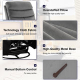 GNMLP2020 Swivel Rocker Recliner Chair for Adults, Rocking Chair Nursery, Manual Small Swivel Recliner Chairs for Small Spaces, Living Room, Nursery, RV, Light Grey GNMLP2020