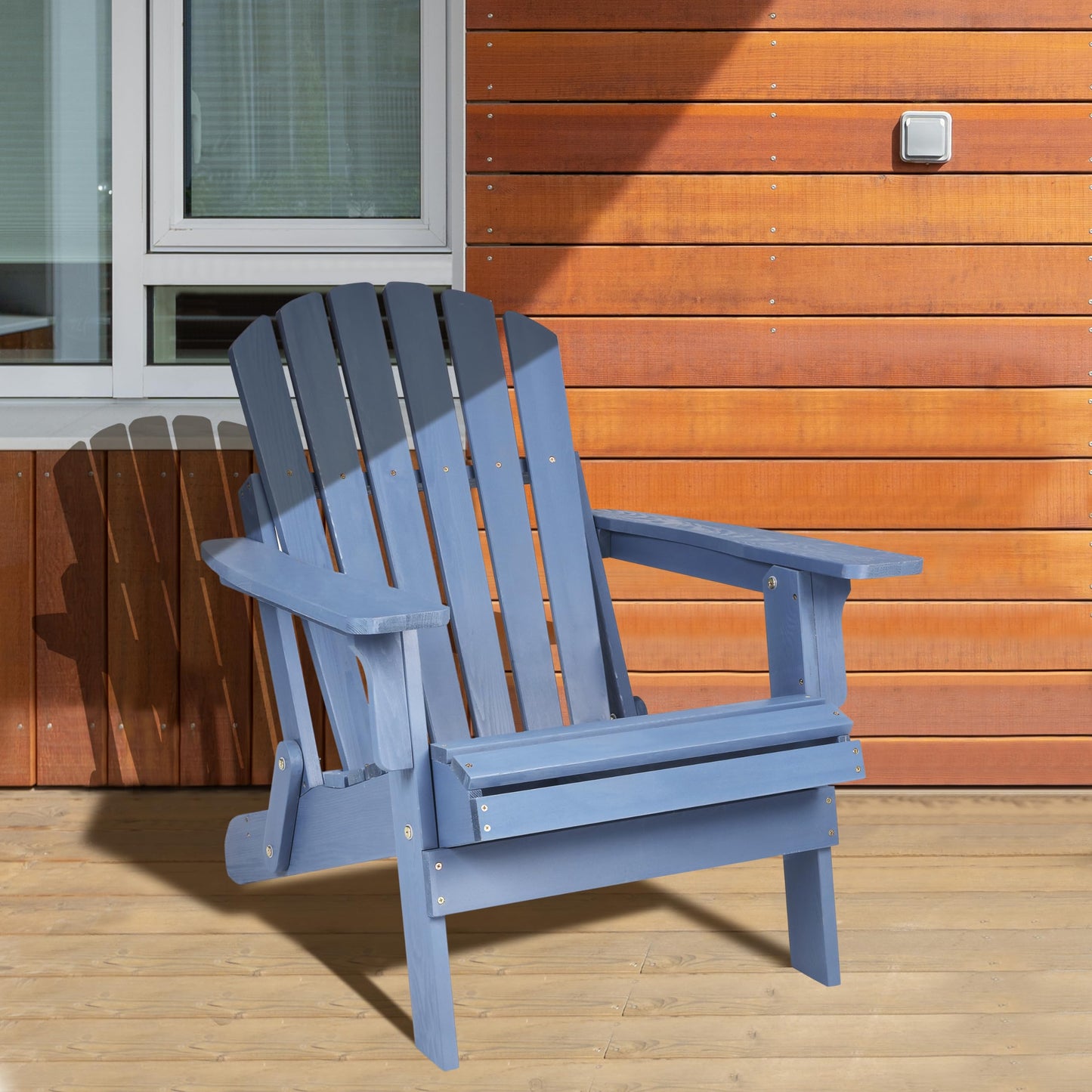 Oversized Wooden Folding Adirondack Chair with Pre-Assembled Backrest and Seat Board, Lounge Chair for Outdoor Patio Garden Lawn Backyard Firepit Deck Pool Beach - WoodArtSupply