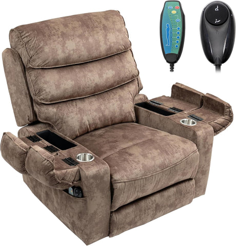 LITVZ Oversized Extra Wide Power Lift Recliner Chair Extended Footrest for Big Tall Man 400lb, Heavy Duty Recliners with Heat Massage, Arm Storage & Cup Holders, Lay Flat 160° for Elderly Sleeping LITVZ