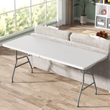 TRINEAR 6FT Folding Table, Portable Plastic Folding Table, Folding Dining Table with Carrying Handle, Party Table Easy Folding and Storage, for Indoor or Outdoor Use TRINEAR