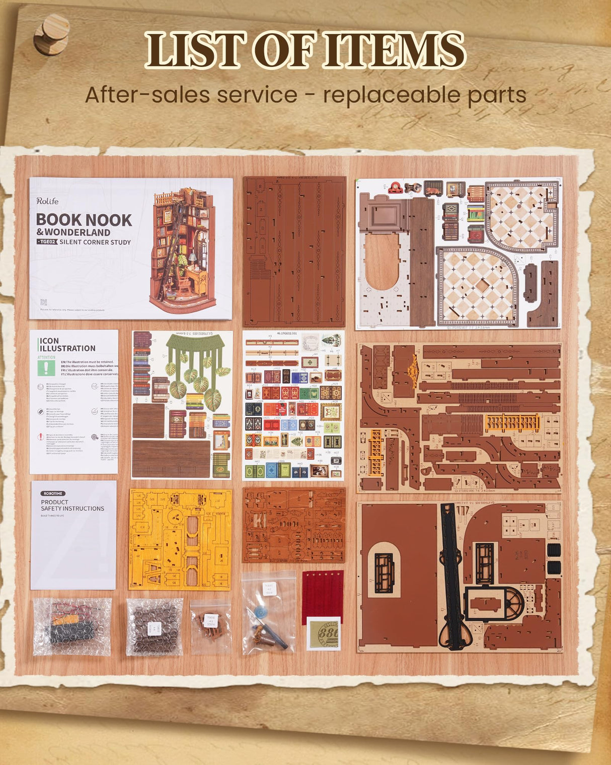 Rolife DIY Book Nook Kits for Adults, Miniature Dollhouse Booknook Kit, 3D Wooden Puzzle Creative Decorative Bookends Bookshelf Diorama Insert Crafts Hobbies Gifts (Silent Corner Study) Rolife