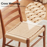 STARY Wood Rattan Dining Room Chairs Comfortable Woven Seat, Fully Assembled, Walnut - Set of 2 STARY
