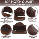 TESLYAR Gun Rack Holder Wall Mount Hold Up Displays Vertical Gun Rack and Shotgun Hooks Store Rifle Shotgun Bow Real Hardwood Hanger Brown TESLYAR