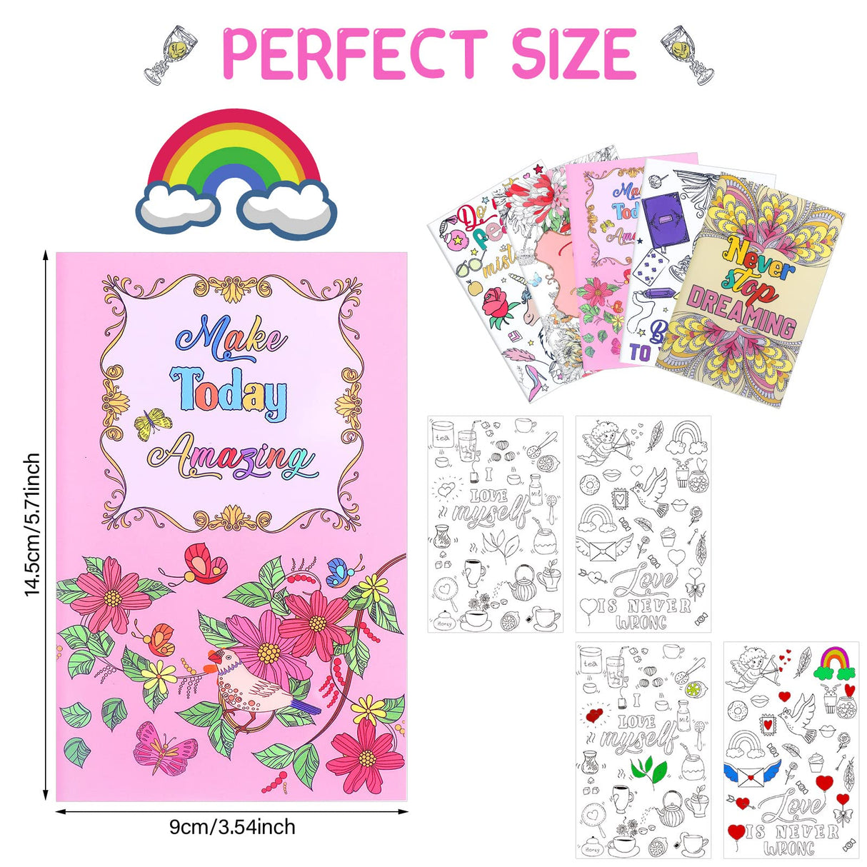 30 Pcs Inspirational Coloring Book Bulk Mandala Mini Activity Books with Positive Quote Motivational Coloring Gifts for Kids Adults Stress Relieving Holiday Party Favors Eaasty