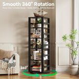 Homykic Rotating Bookshelf, Bamboo 360 Display Spinning Bookshelf Tower, 5-Tier Small Corner Bookcase for Small Spaces, Narrow Revolving Book Shelf Organizer Rack for Home Office, Black Homykic