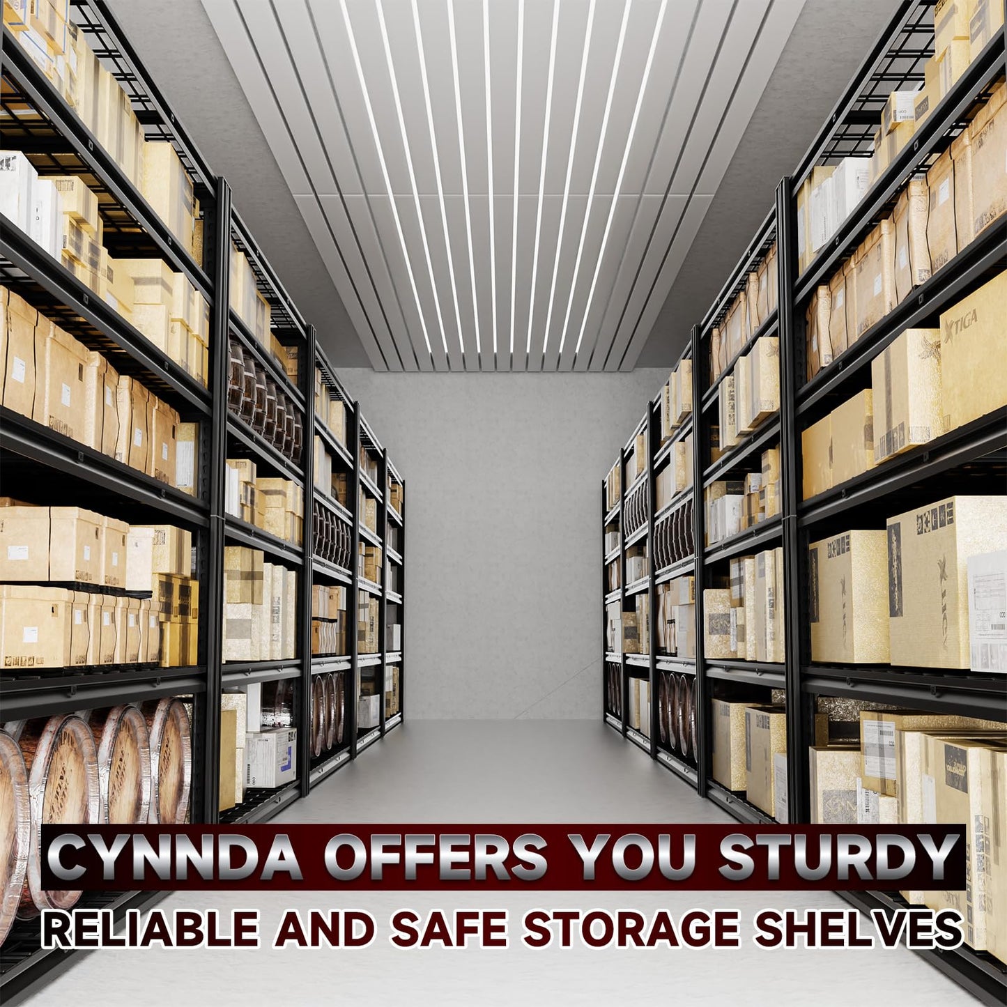 CYNNDA 6-Tier 55" W x 24" D x 84" H Industrial Shelving Heavy Duty Garage Storage Metal Shelves Adjustable 3500LBS Warehouse Garage Basement Commercial Shelf