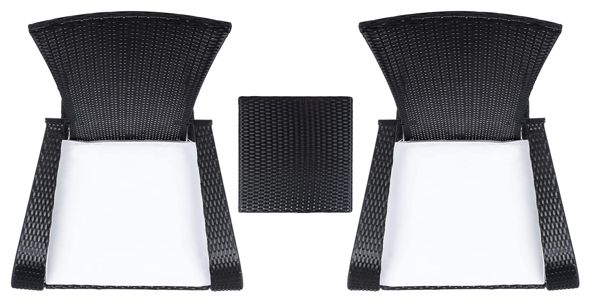 SAFAVIEH Outdoor Collection Edna Black/White Cushion 3-Piece Lounge Set with Table (PAT7719A) SAFAVIEH