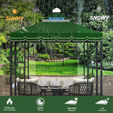 Morikoro 10x10 Canopy Replacement Top Canopy Cover Replacement 10x10 FT Double Tiered Gazebo Covers for Yard Patio Garden Canopy Sunshade (Green with lace) Morikoro