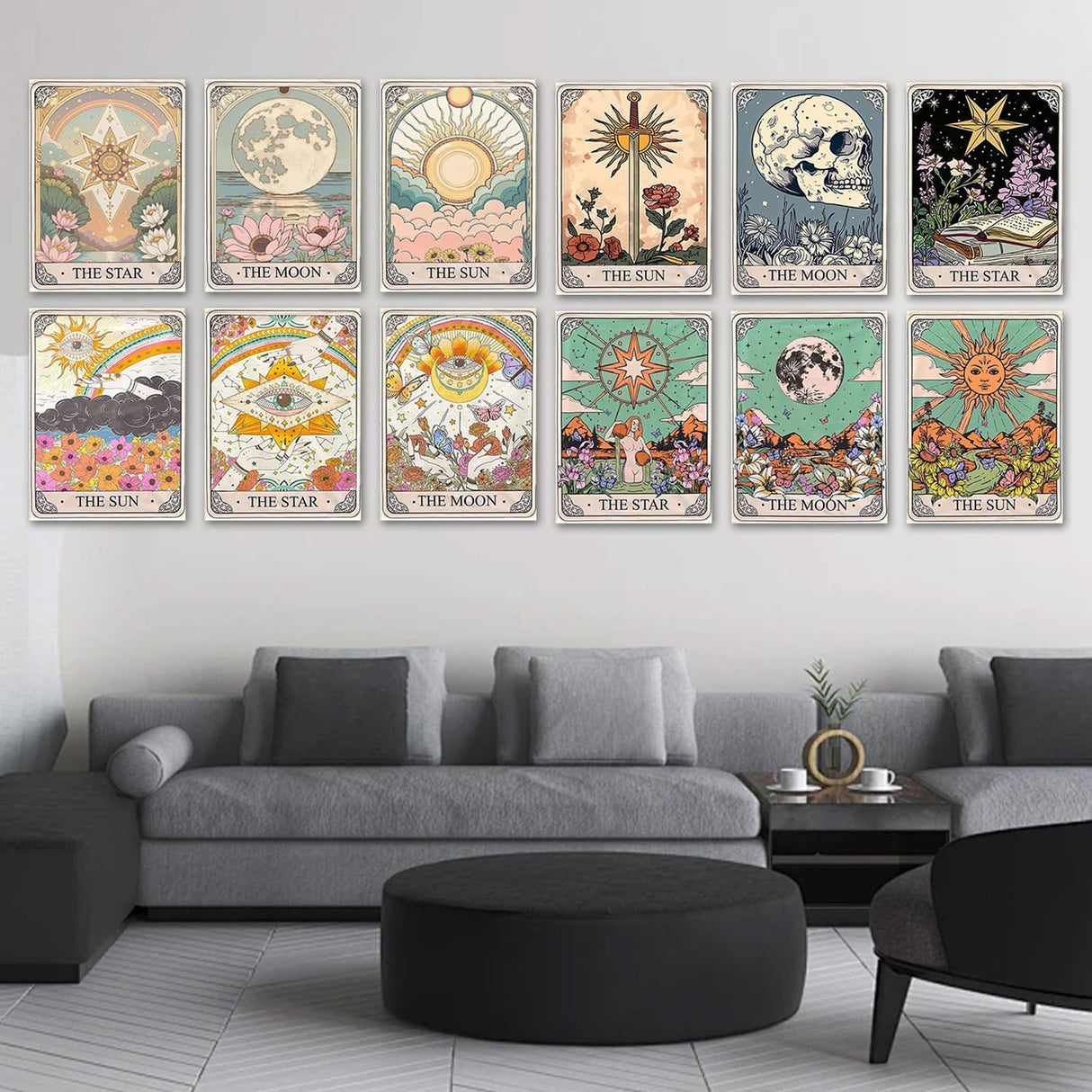 Diamond Art Kits for Adults Beginner, 12 Pack Sun and MoonDIY Modern Diamond Painting Kits 5D Diamond Dots Gem Art Crafts with Tools,Round Full Drill Funny Crafts for Home Wall Decor&Gift-9.8X13.8 in WUDWL