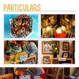 DIY Miniature Dollhouse Greenhouse Building Room Kit, Wooden Diorama Book Nook House Kits Build Crafts for Adults, Mini Street Tiny Library House Making Kit 1:24 Scale Insgen