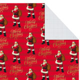 Hallmark Christmas Flat Wrapping Paper Sheets - Red Gift Wrap Paper (12 Folded Sheets with Sticker Seals) Red, White and Gold Stripes, Santa Claus, Snowflakes on Plaid Hallmark