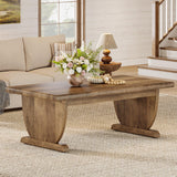 Tribesigns Rectangle Coffee Table, 48-Inch Large Wooden Low Coffee Tables for Living Room, Rustic Farmhouse Center Tea Table with Sturdy Pedestal Base, Easy Assembly, Medium Brown Tribesigns