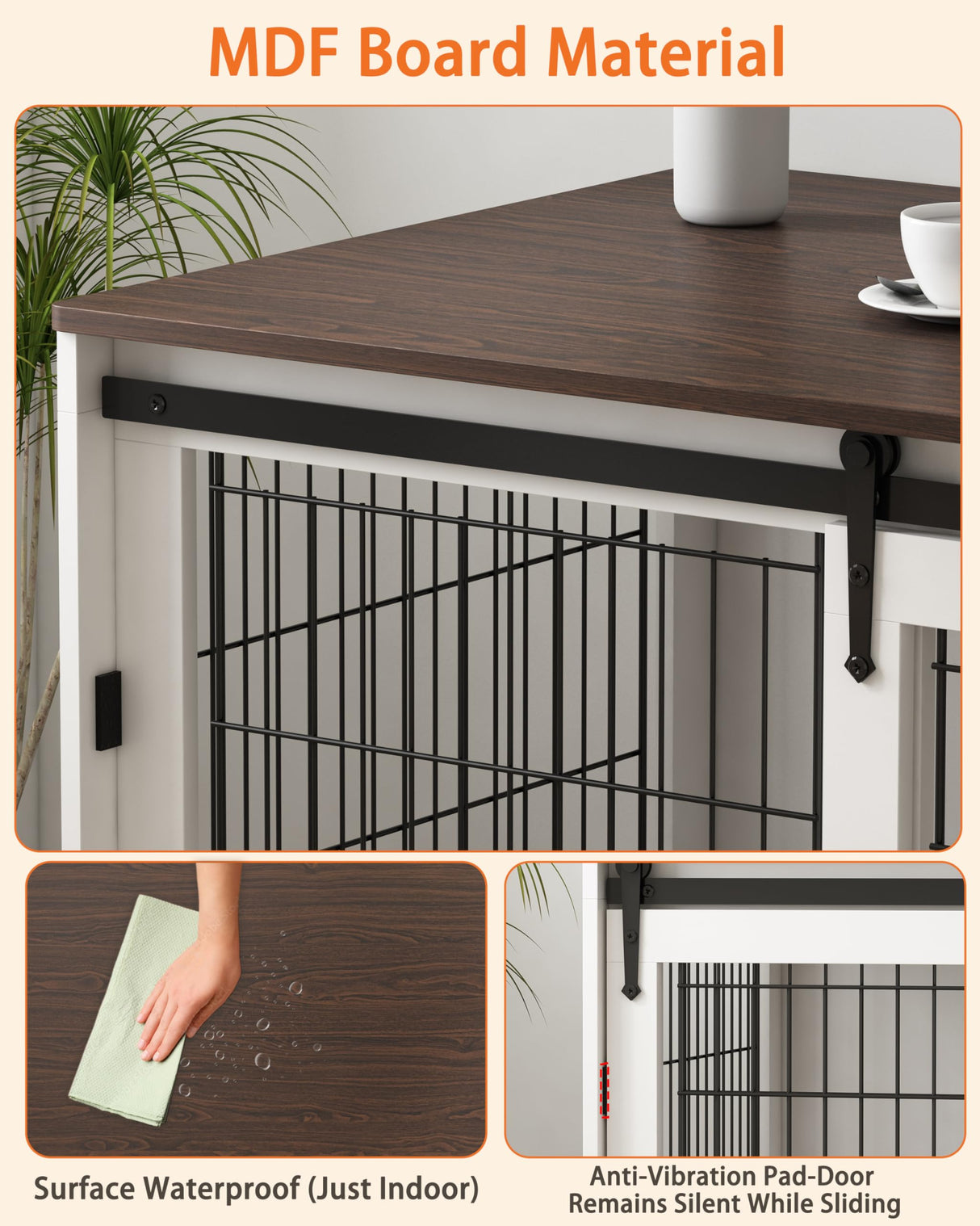 Piskyet Dog Crate Furniture Barn Door Dog Crate for Large Dogs Up to 80 lbs,Sliding Door Dog Crate Modern Decorative End Side Table Nightstand Piskyet