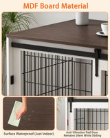 Piskyet Dog Crate Furniture Barn Door Dog Crate for Large Dogs Up to 80 lbs,Sliding Door Dog Crate Modern Decorative End Side Table Nightstand Piskyet