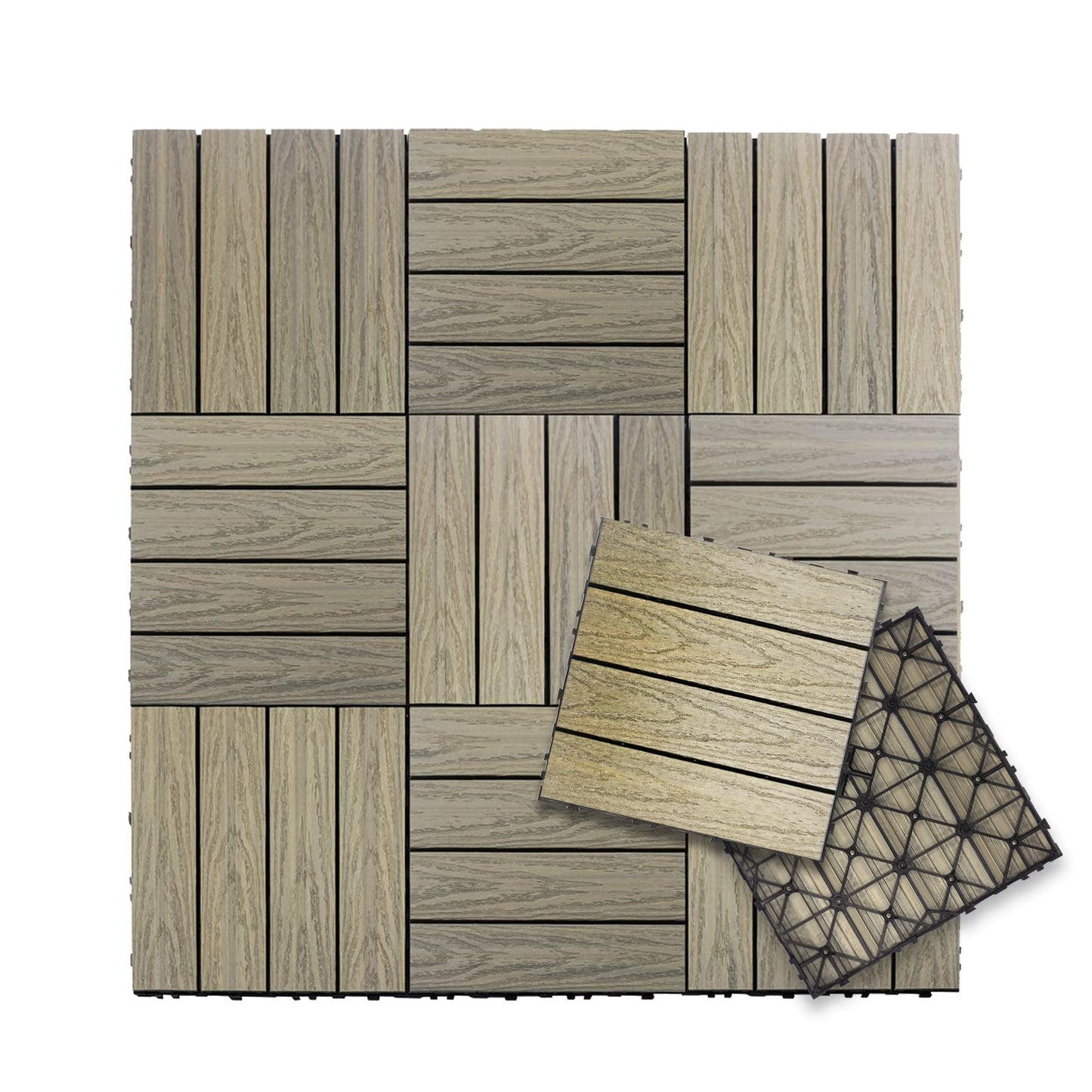 NewTechWood UltraShield Naturale 1 ft. x 1 ft. Quick Deck Outdoor Composite Deck Tile in Roman Antique (10 sq. ft. per Box) - WoodArtSupply