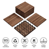 Yaheetech 27PCS Acacia Wood Interlocking Flooring Tiles Waterproof Flooring for Outdoor & Indoor Patio,Balcony,Garden,Poolside,12 × 12 in,Brown Yaheetech