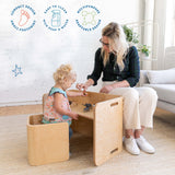 ECR4Kids Premium Bentwood Multipurpose Table and Chair Set, Kids Furniture, Natural, 3-Piece ECR4Kids