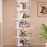 360° Rotating White Bookshelf Tower - 5-Tier Spinning Storage for Small Spaces ZXFWRJDJ