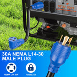4 Prong 30 Amp to 50 Amp Generator Adapter Cord, NEMA L14-30P to 14-50R, Heavy Duty 10 AWG STW Copper Cable, ETL Certified, Ideal for Tesla EV Charging, RV, Trailer & House Power, 12 Inch KTOEBYCO