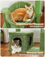 MUTTROS Cactus Cat Tree 40" Cat Tower with Large Metal Carpet Hammock, Cat Scratching Post for Indoor Cats with Condo& Dangling Ball, Green MUTTROS