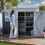 DWVO 8x6ft Metal Outdoor Storage Shed with Window, Lockable Tool Storage Sheds DWVO