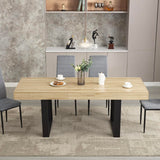 STHOUYN 63”-79” Extendable Dining Room Table, Modern Farmhouse Wooden Kitchen Table, Long Expandable Dining Table for 6 8 10, Large Expanding Table Conference Tables (Rustic Oak) STHOUYN