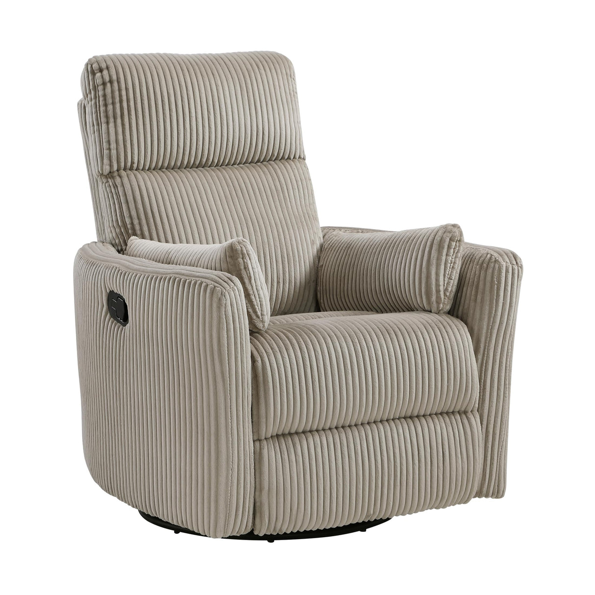Lexicon Modern Swivel Glider Recliner Chair, Nursery Glider, Corduroy Fabric Upholstery Recliner with 2 Lumbar Pillows, Manual Reclining Sofa Chair for Living Room/Office/Apartment, Taupe Lexicon