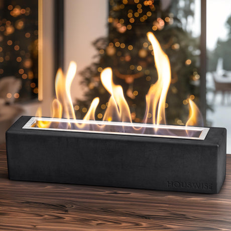 Houswise Tabletop Fire Pit - Concrete Outdoor & Indoor Fire Pit Tabletop, Smores Maker Kit, Table Top Firepit, Small Portable Mini Indoor Fireplace Houswise
