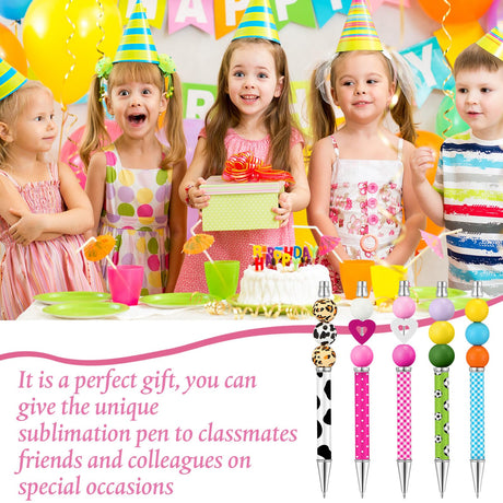 Spakon 24 Pcs Sublimation Beadable Blank Pens Metal Bead Pens DIY Heat Transfer Ballpoint Pen Black Ink Pen Personal Customization Pen Gift for Guest Wedding Students Teacher Office School Spakon