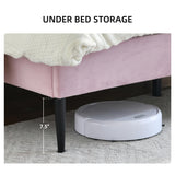 VELOCAVA Pink Bed Frame Full Size, Aesthetic Upholstered Bed with Unique Seashell Headboard, Soft Velvet Platform Bed, Strong Wooden Slats Support, No Box Spring Needed, Heavy Duty, Easy to Assemble VELOCAVA