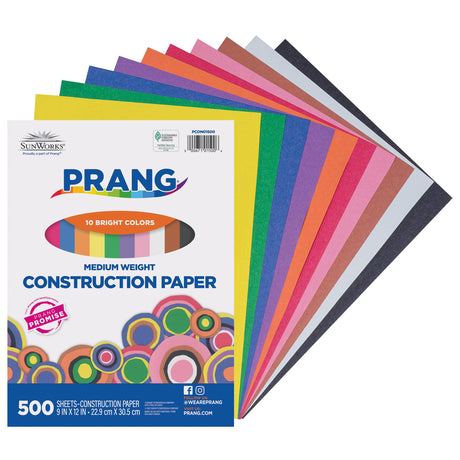 Prang (Formerly SunWorks) Construction Paper, 10 Assorted Colors, 9" x 12", 500 Sheets Prang