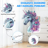 Bowetile Horse Diamond Art Hanging Kits for Adults Kids, 5D Special Shape Diamond Painting Flowers Pendant Kits, Animal Gem Art Suncatchers Painting Window Ornament for Home Garden Wall Decor Bowetile