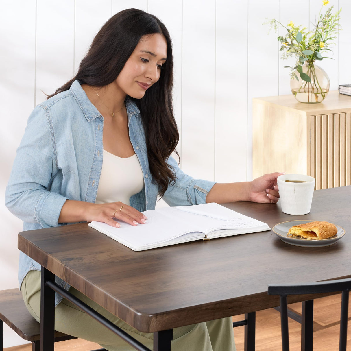 Best Choice Products 4-Piece Farmhouse Dining Table Set w/ 2 Black Spindle Chairs, Dining Bench, Kitchen Table, Windsor Chairs - Dark Brown Best Choice Products