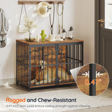 HOOBRO 38.6" Dog Crate Furniture, Wooden Indoor Dog Kennel, Decorative Dog Crate End Table, Chew-Resistant Heavy Duty Dog Crate for Small/Medium Dog, Rustic Brown and Black BF100GW03 HOOBRO