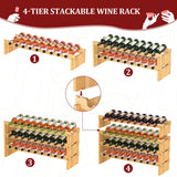Domax Wine Rack Freestanding Floor - 36 Wine Bottle Holder, Large Stackable Wooden Storage Racks for Inside Cabinet and Countertop (Yellow) Domax