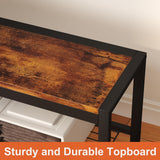 HOMEFORT Shoe Bench, Modern Industrial Shoe Storage Bench, Entryway Bench with Mesh Shelf and Sturdy Metal Frame, Metal Shoe Rack with Durable MDF Top for Hallway, Mudroom, Living Room, Rustic Brown HOMEFORT