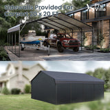 PHI VILLA 20 x 20 ft Carport 2 car Metal Carports with Galvanized Steel Roof with Sidewalls Enclosure Kit, Sturdy Heavy Duty Metal Carport for Cars, Boats, and Tractors PHI VILLA