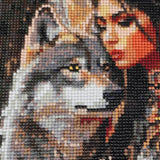 CEOVR American Native Indian Woman Diamond Art Kits for Adults, Wolf Diamond Painting Dots DIY DIY Gem Art, Adult Crafts Kits Wall Decor for Home Office 12x16in CEOVR