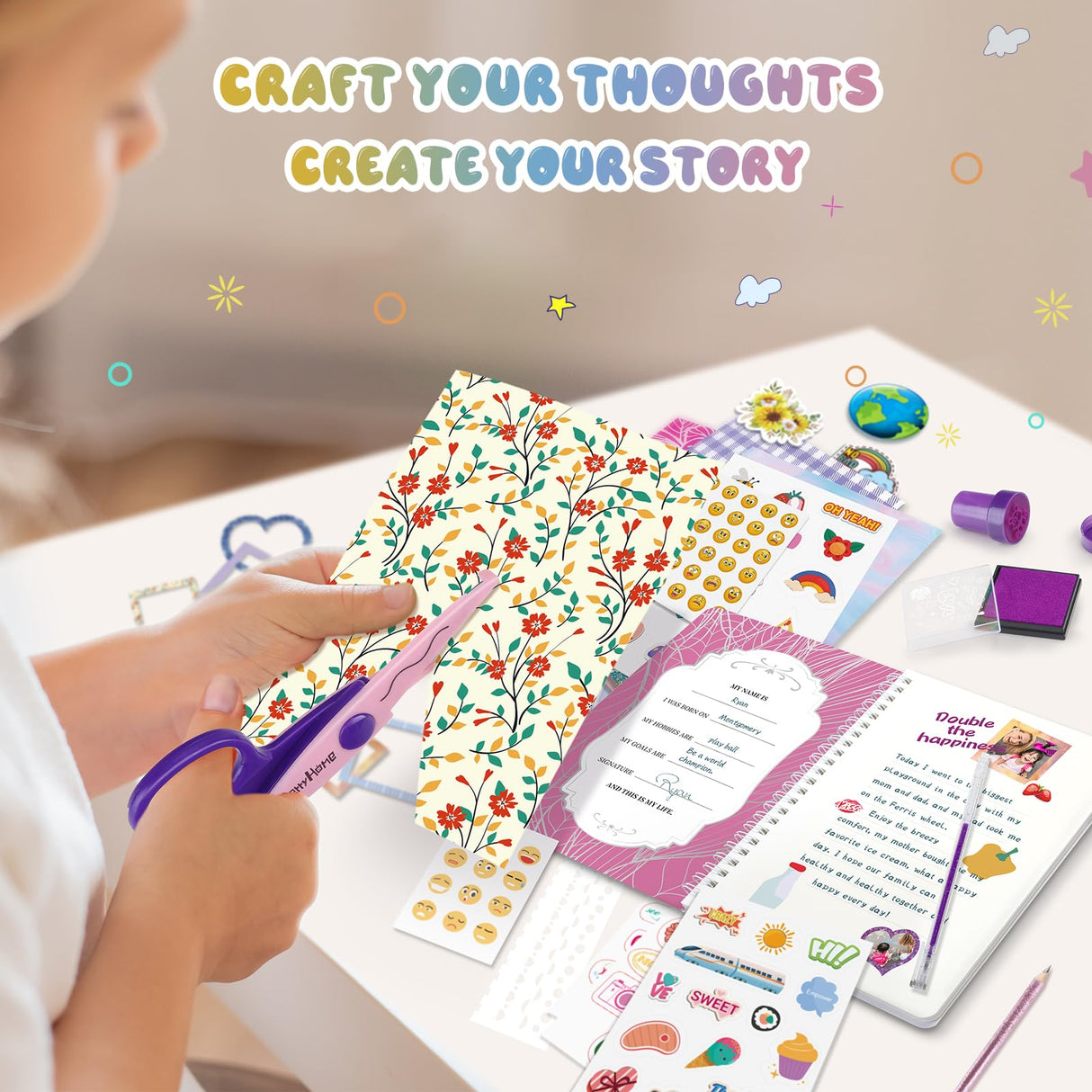 PERRYHOME DIY Journal Kit for Girls Ages 8-14, 2-Pack Journal Set for Tween & Teen Girls, Scrapbook & 100+Pcs Diary Supplies Set,DIY Stationery Set, Gifts for 8 9 10 11 12 13 14 Year Old Girl Birthday PERRYHOME