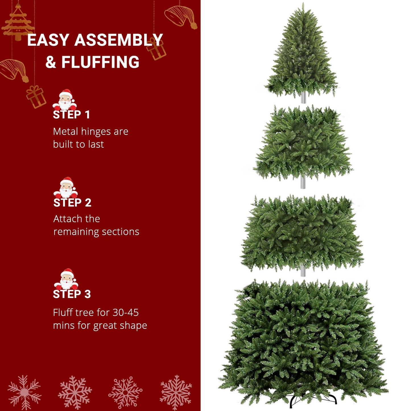 10FT Pre-Lit 1200 LED Lights 10 Modes Color Changing Christmas Pine Tree, 5090 Branches Artificial Festive Party Holiday Fake Multicolored Xmas Tree for Home, Office, Includes Stand