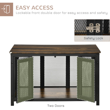 PawHut Furniture Style Dog Crate with Openable Top, Big Dog Crate End Table, Puppy Crate for Small Dogs Indoor, Spacious Interior, Pet Kennel, Brown, Black PawHut
