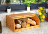 ROYALHOUSE Natural Bamboo Roll Top Bread Box Kitchen Food Storage - Assembly Required RoyalHouse